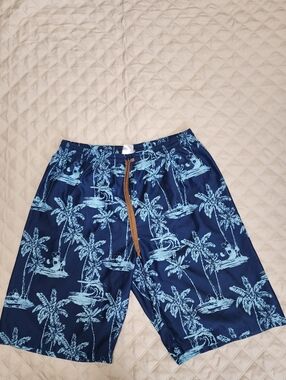 Disney Swim Trunks In Navy Mickey Mouse Palm Tree Print XL